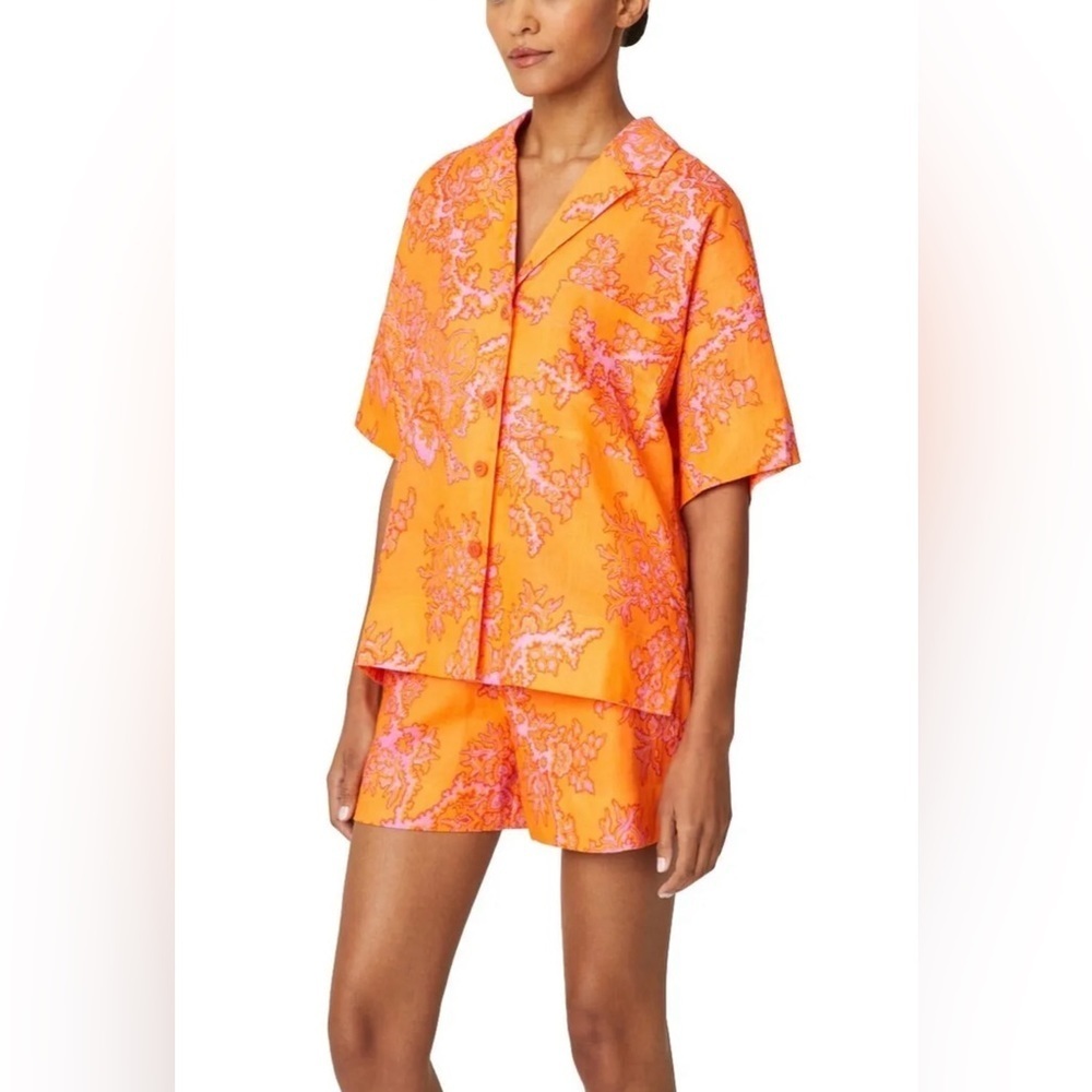 RHODE Linen Kamala Shirt -Short Coral Reef Size M
